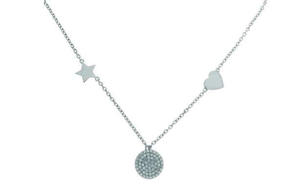 Collier mit Herz, Scheibe und Stern