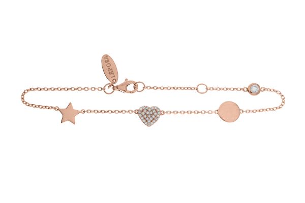 Armband mit Herz, Stern & Scheibe